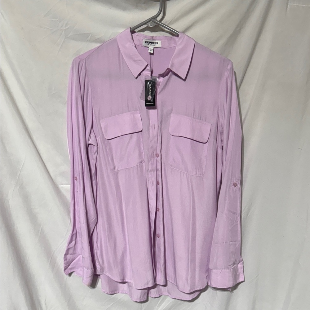 Express Light Purple Button-Up Shirt